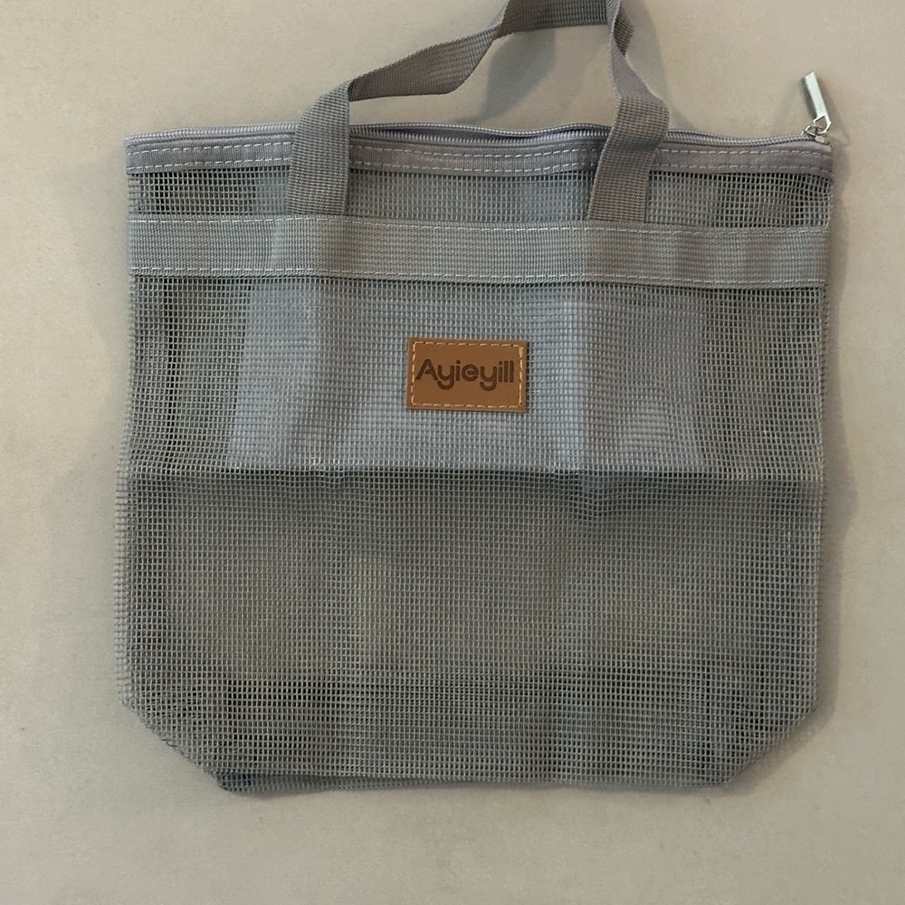 Gray Mesh Tote Bag Shower Bag & Beach Bag
